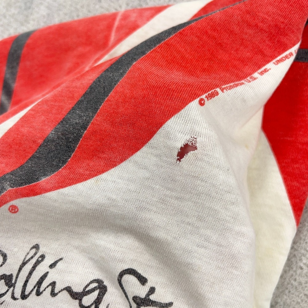 Vintage Rolling Stones Shirt Men Large White Band Tee 1989 80s Paper Thin Staind - Picture 16 of 16